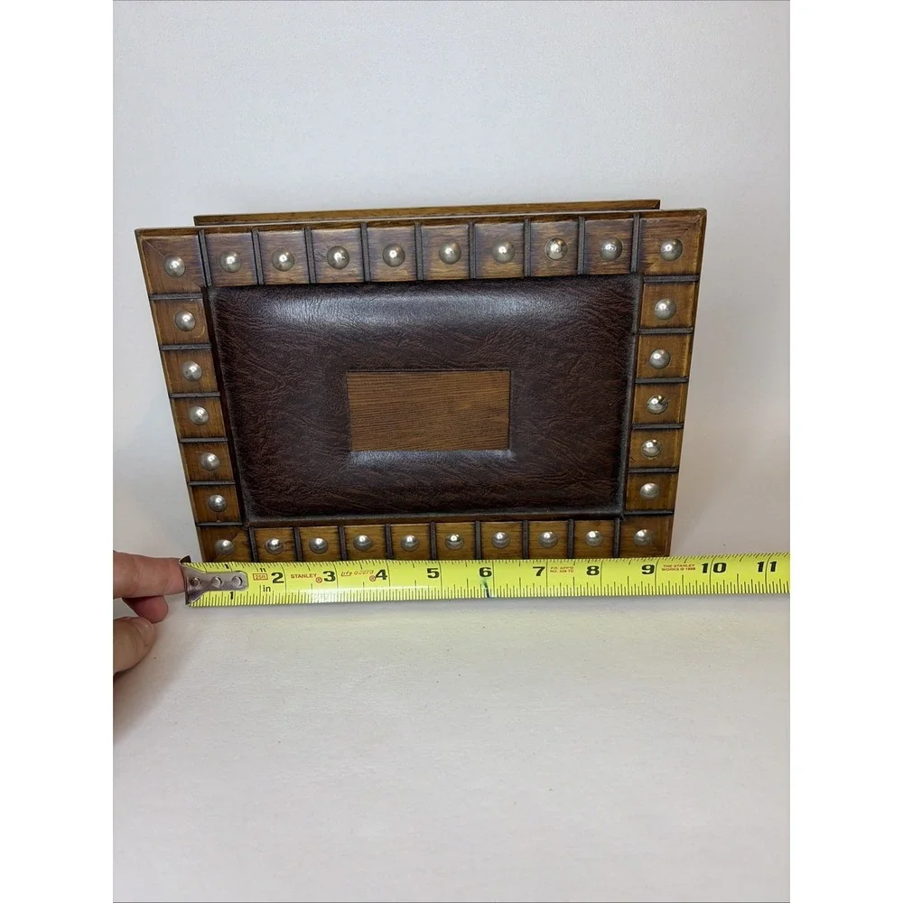 VINTAGE London Leather The Camelot Jewelry Box Hinged Velvet Inlay Studded